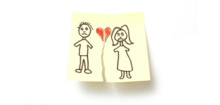 ilustración de dibujos animados de la ruptura de una relación a largo plazo
